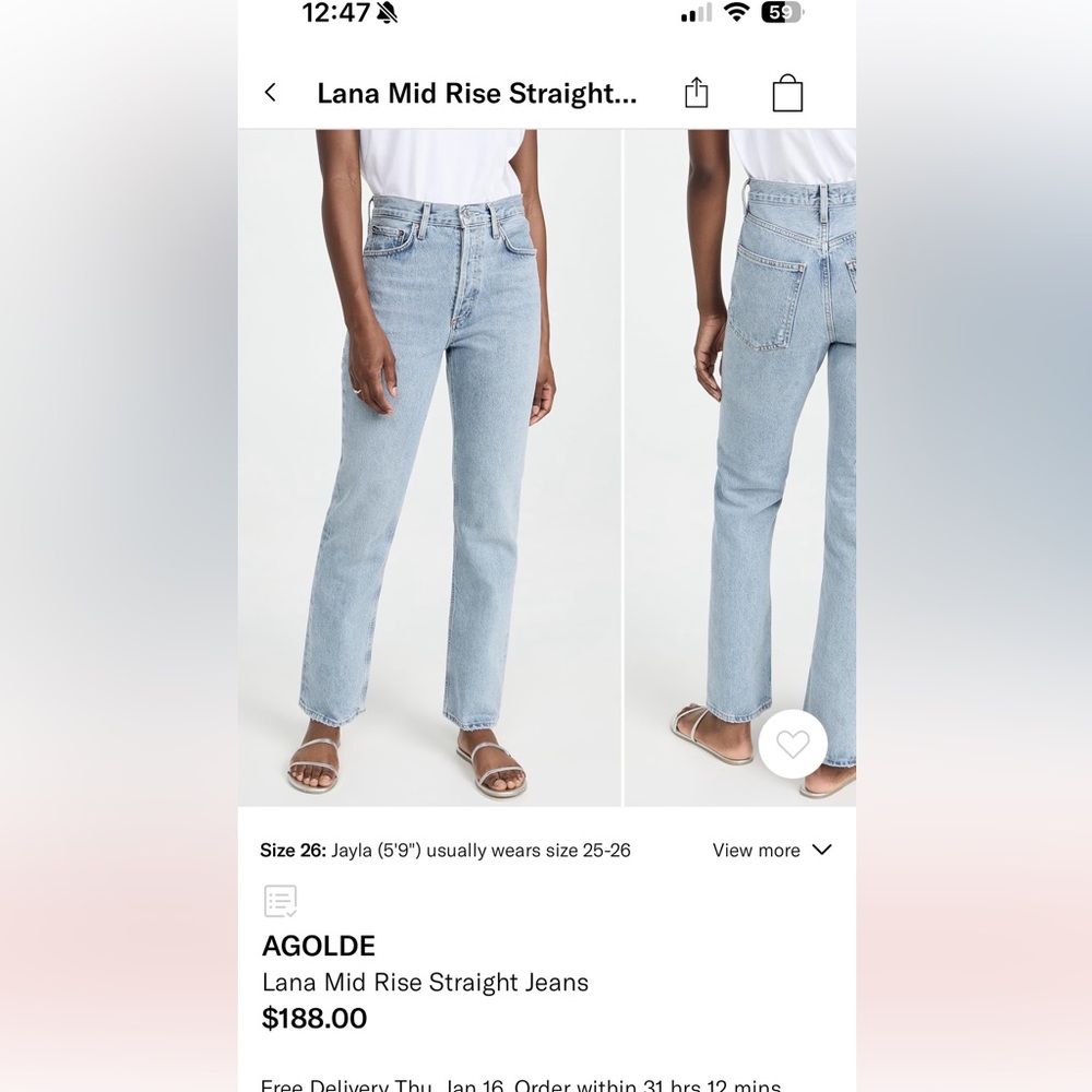 Lana Mid Rise Straight Jeans